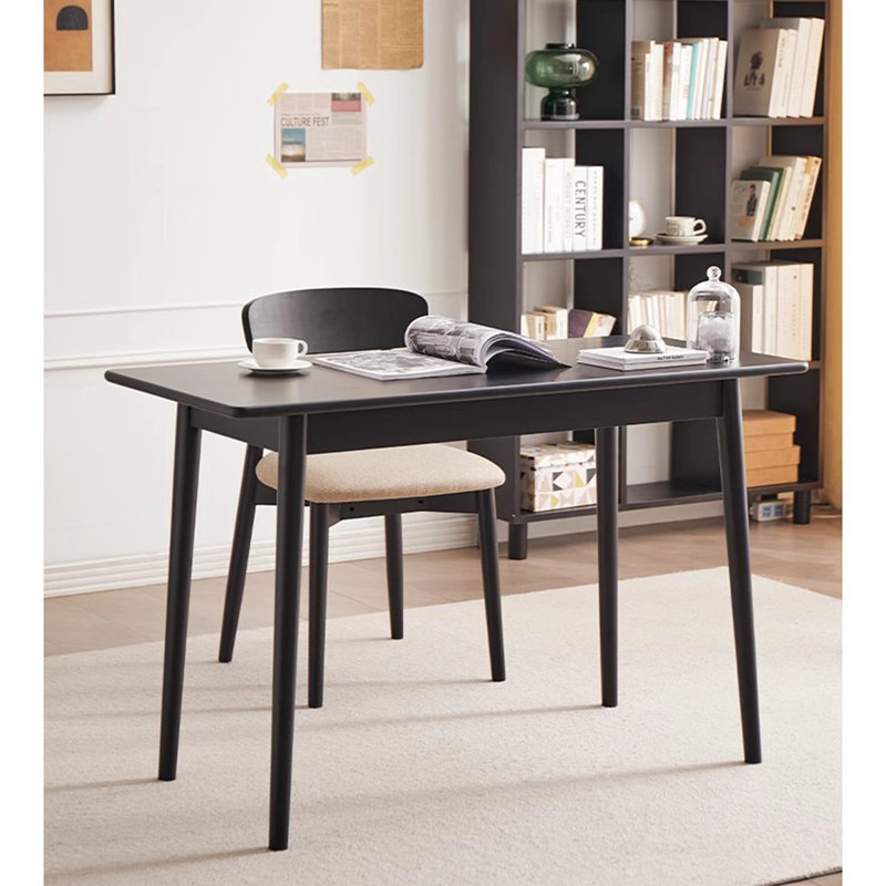 Nevsa Solid Wood Writing Desk Office Set with Chair Black